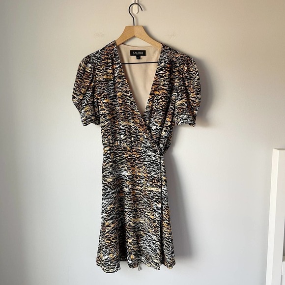 SALONI Zebra Print Mini Dress - Picture 1 of 7